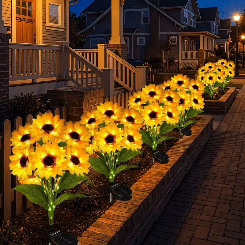 Lampes solaires LED en forme de tournesol