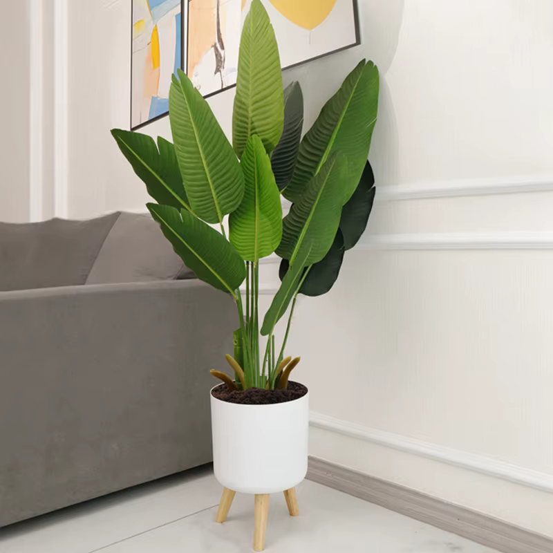 Pots de plantes modernes avec support de pieds en bois