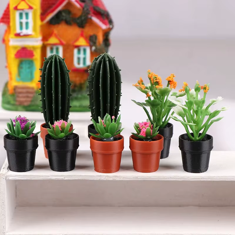Simulation de plante en pot pour maison de poupée 1:12