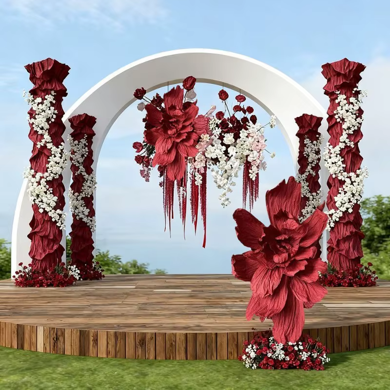Grandes fleurs d'iris artificielles en papier blanc pour mariage