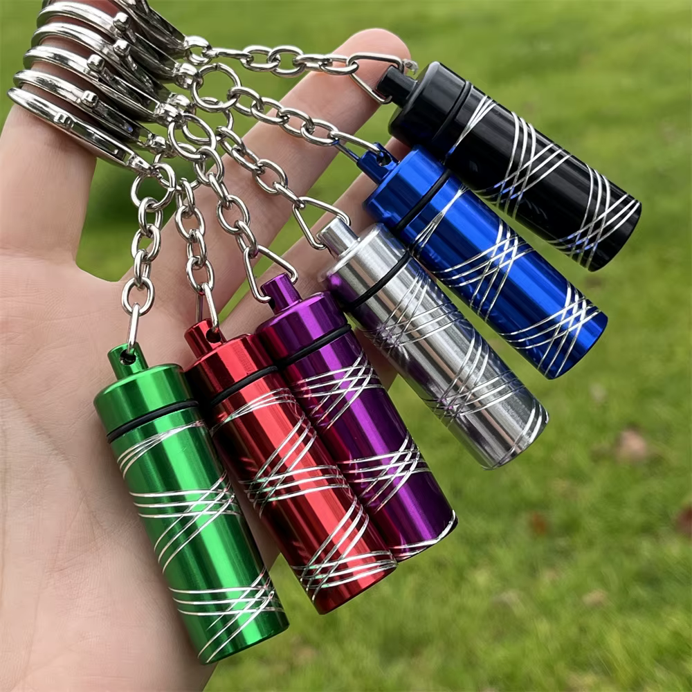 Pot en alliage d'aluminium gaufré, boîte à médicaments, boîte à herbes avec porte-clés, réservoir de stockage, bocaux, accessoires pour fumer