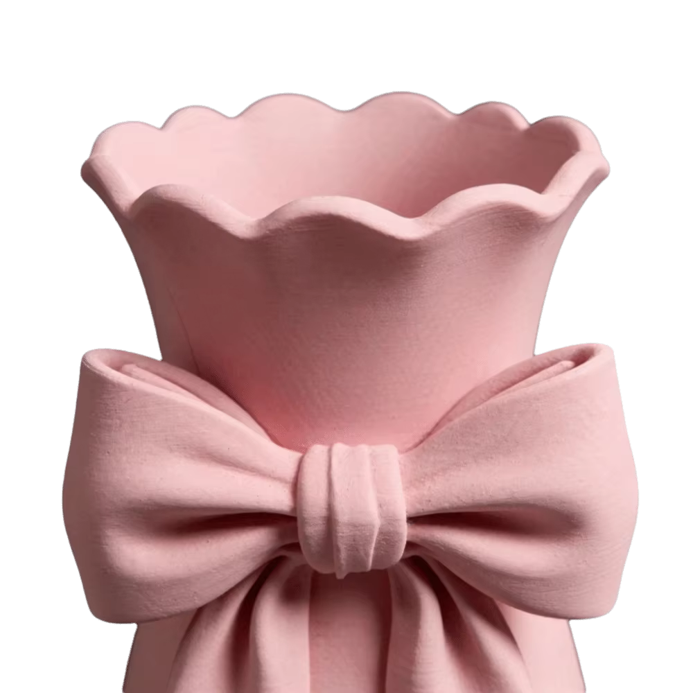 Vases à fleurs en forme de nœud rose au design torsadé