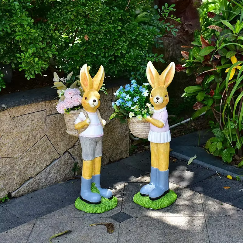 Pot de fleur de lapin de dessin animé