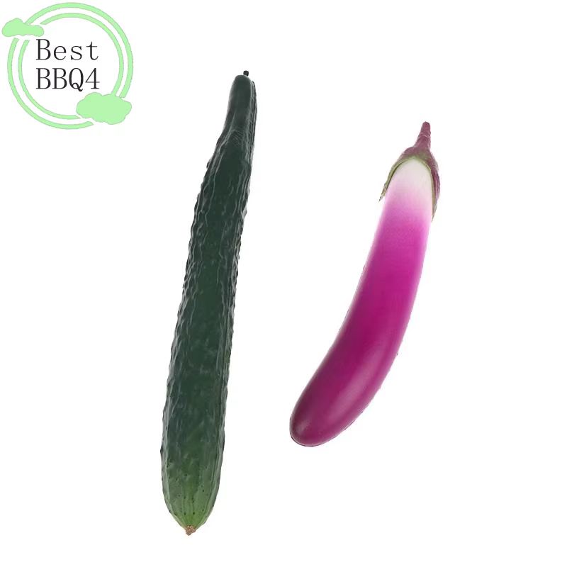 Ornement de légumes artificiels réalistes (BBQ4) – Répliques souples et sûres d'aubergines et de concombres pour la photographie