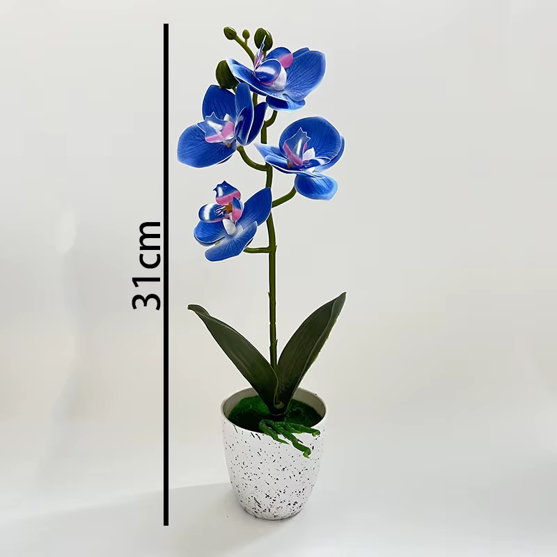 Orchidée Papillon – Ensemble de 4 fleurs en pot – Décoration de salon – Ornement en pot d'orchidée