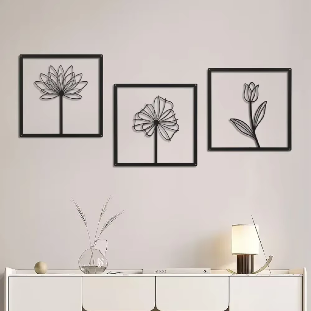 Nordique fleur métal mur Art macramé mur pendentif décor salon suspendus