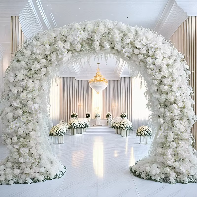 Arc de Rose Fenella blanc surdimensionné de 240CM
