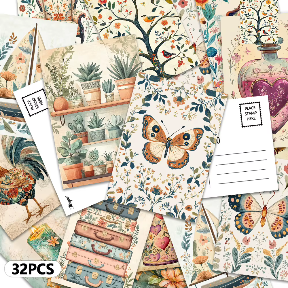 32 pièces, cartes postales à thème floral