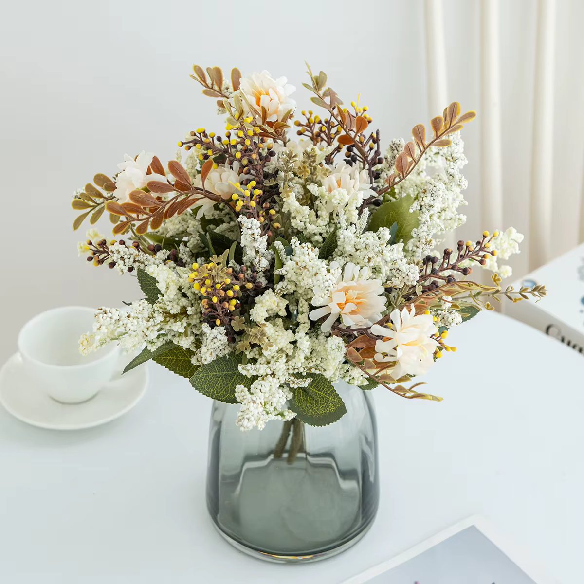 Fleurs Artificielles Chrysanthème Herbe à Bulles DIY Saint-Valentin Fête Maison Chambre Extérieur Jardin Décoration Mariage Bouquet de Mariée Cadeaux