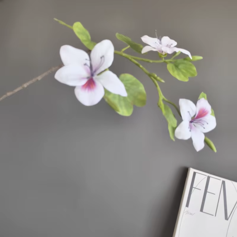 2 pièces impression 3D fleurs de Bauhinia artificielles plantes vertes décor d'hôtel plante de Simulation blanc