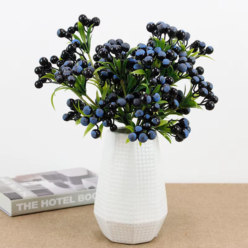 Branche de Baies Bleues Artificielles en Plastique