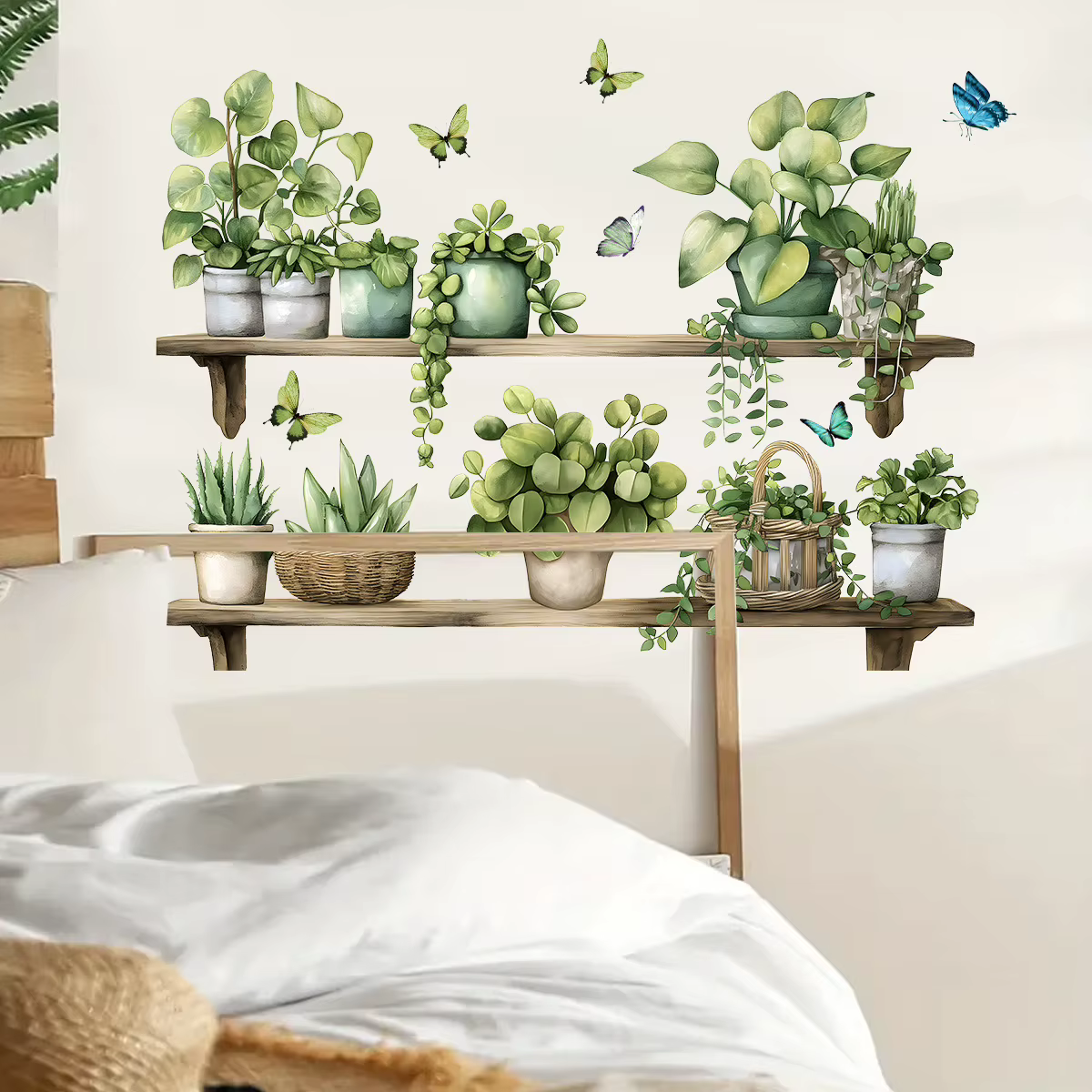 Autocollants muraux plantes en pot aquarelle