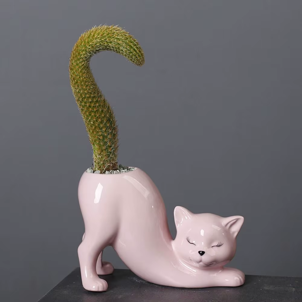 Pot de fleurs en céramique en forme de queue de chat