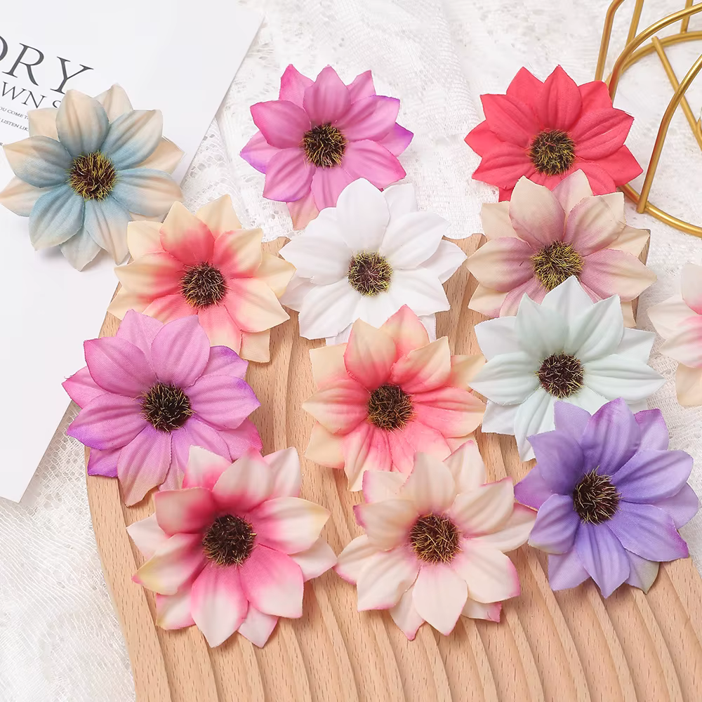 Pas cher 30 pièces Gerbera fleur artificielle décor de fête à la maison accessoires de décoration de mariage couronne bricolage artisanat de noël fausses fleurs
