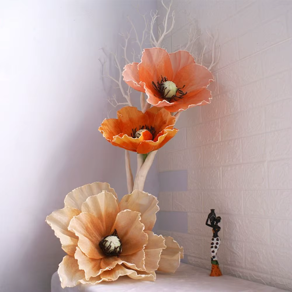 Fleur de pavot artificielle géante de 30 cm pour décoration de maison et jardin