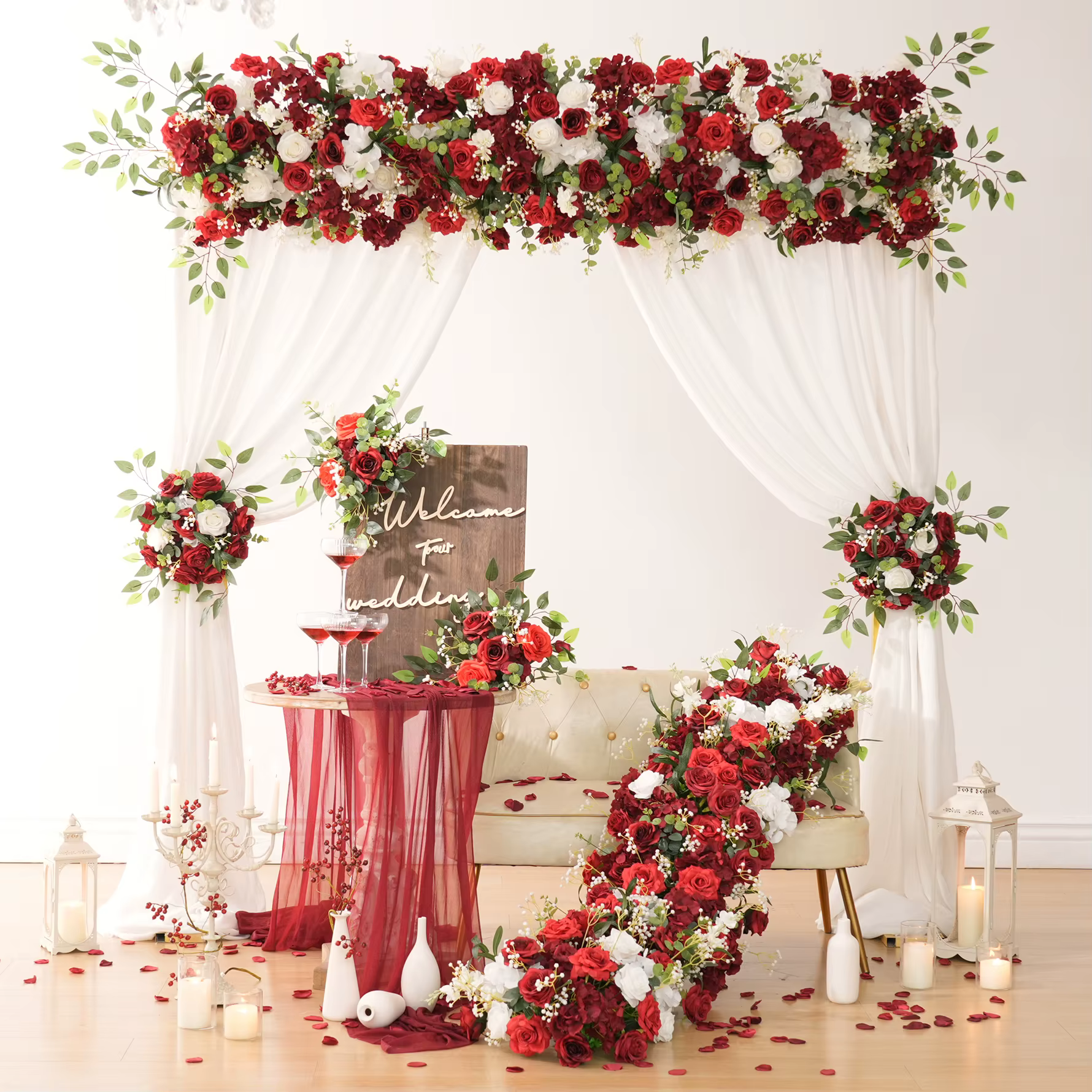 C7673 rangées de fleurs de souffle de bébé Rose bordeaux