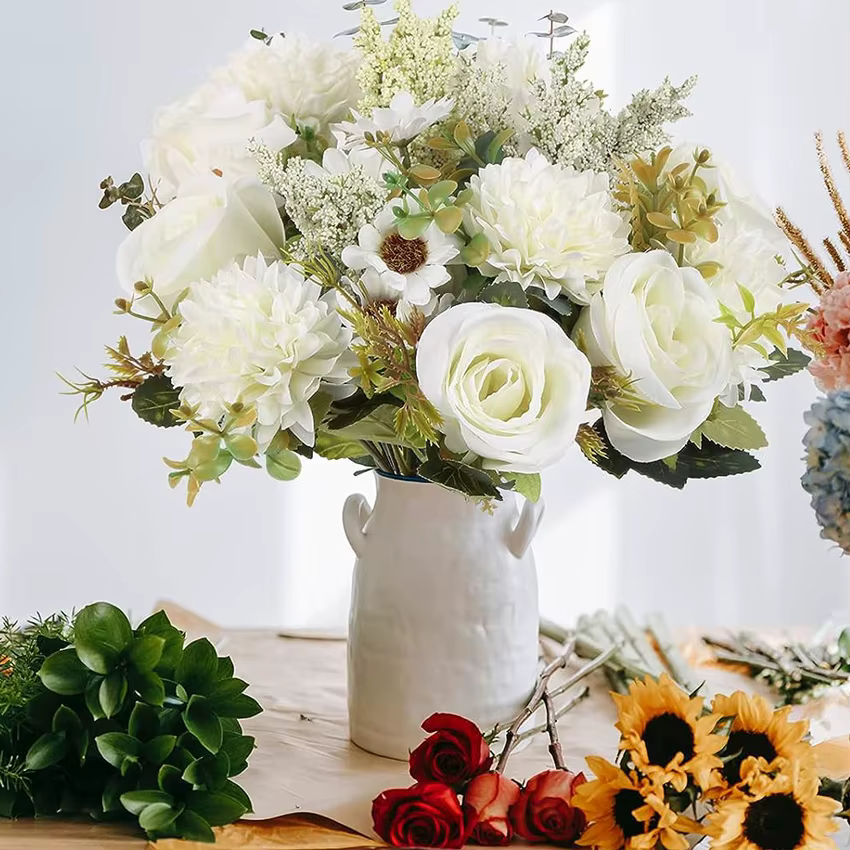Fleurs artificielles Rose Chrysanthème Combinaison Bouquet Haute Qualité Décor À La Maison Automne Décoration DiyWedding Festival Beouquet
