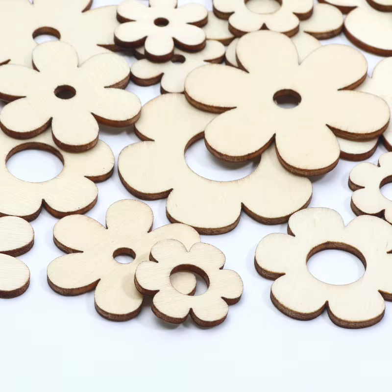 Ornements de fleurs en bois en forme de fleurs