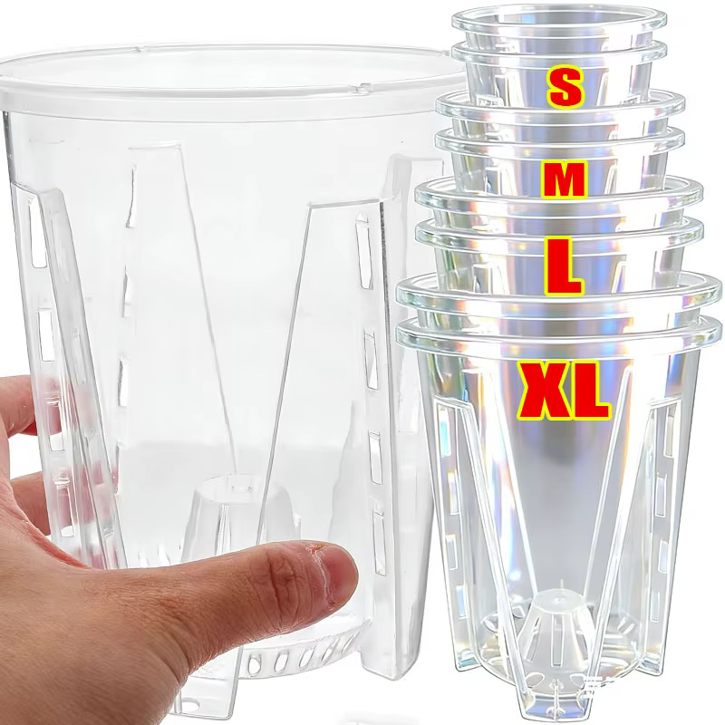 Pot de fleurs en plastique PP transparent S/M/L/XL
