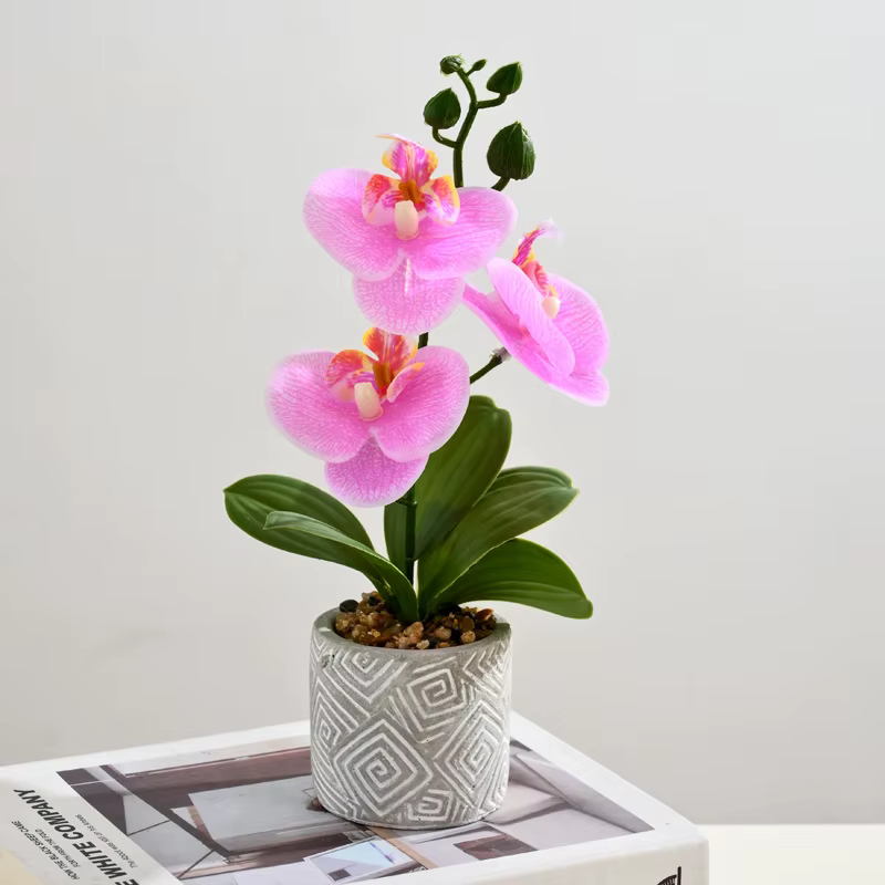 Créatif 3 fleurs et 3 feuilles Phalaenopsis bonsaï Simulation fleur