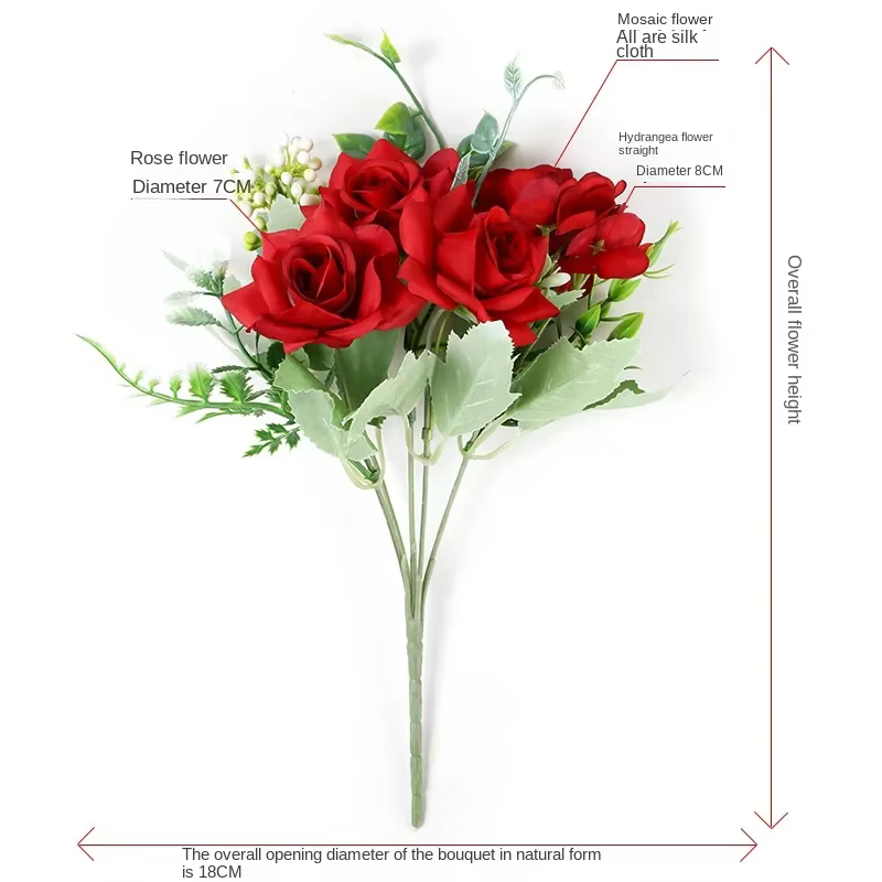 Bouquet de Roses Artificielles pour Décoration Intérieure