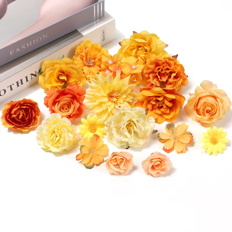Têtes de fleurs artificielles roses de la série orange