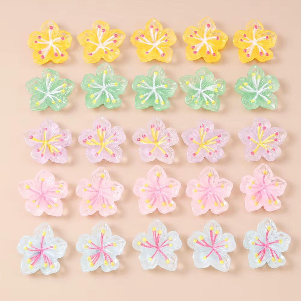Leslie 15 pièces mignon nouvelle résine fleur Mini