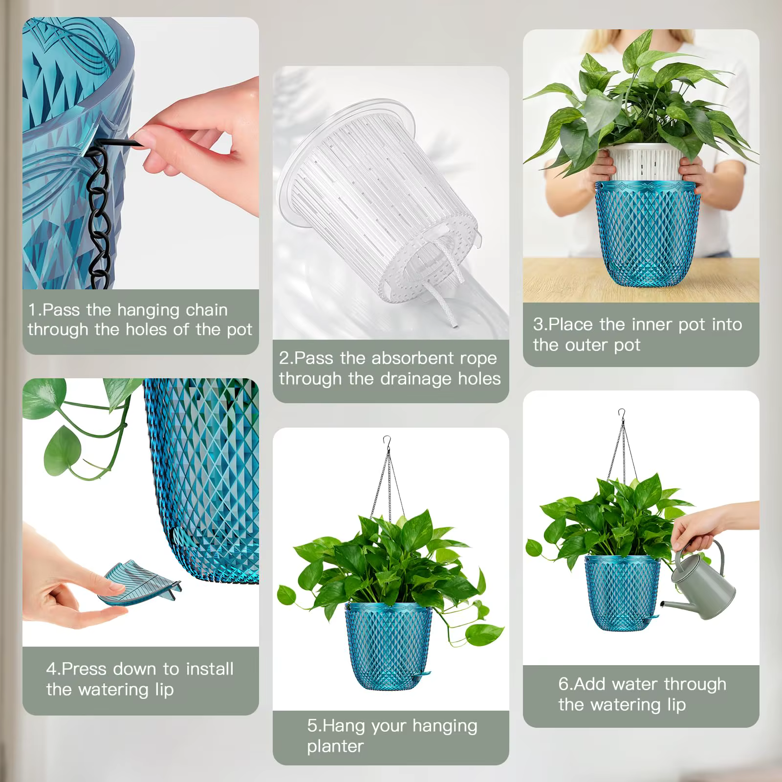 Lot de 2 pots auto-arrosants de 5