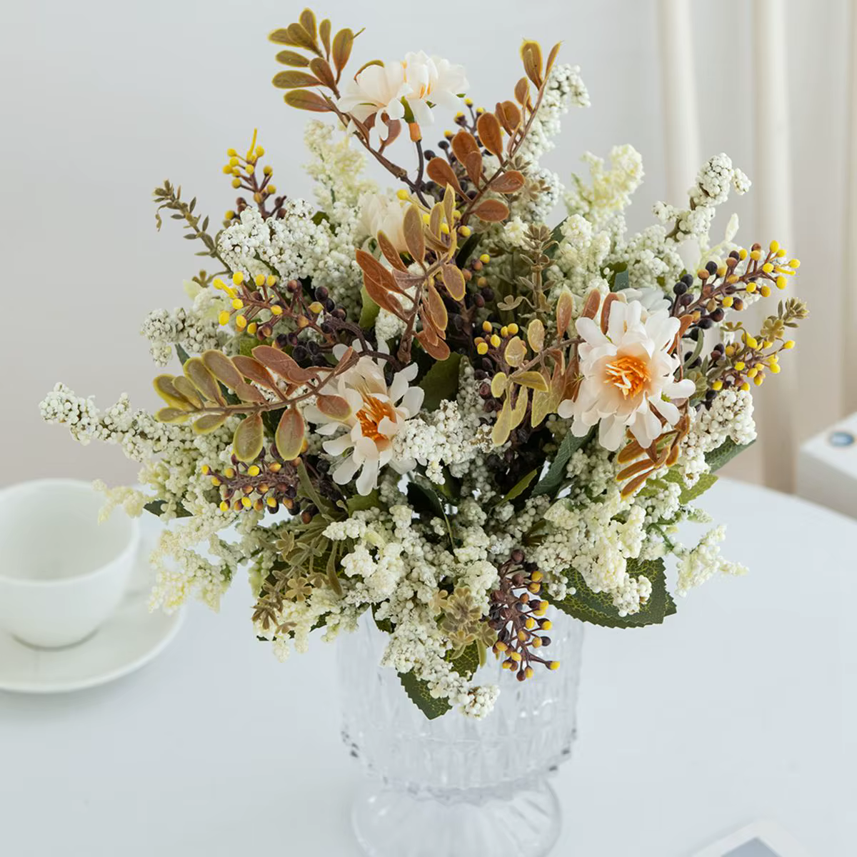 Plante de fleur artificielle chrysanthème bulle herbe bricolage festival de saint valentin maison extérieure jardin décoration murale mariage bouquet de mariée