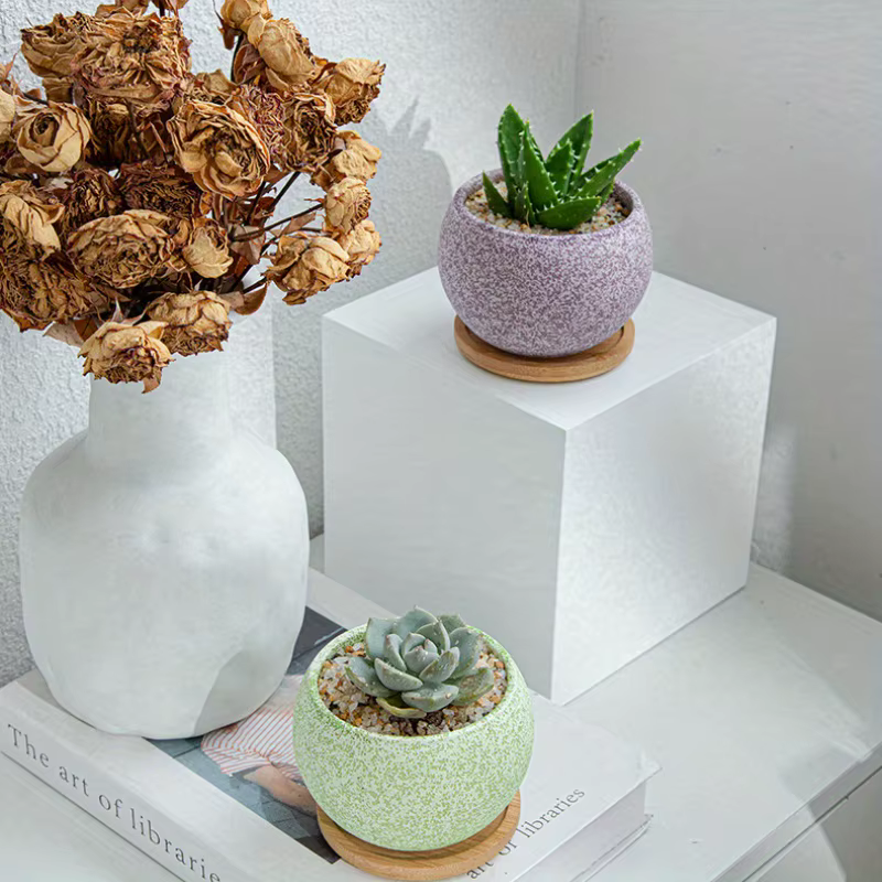 1pc Pot de fleur mignon jardinières succulentes créatives Pots de jardinage à la maison en céramique