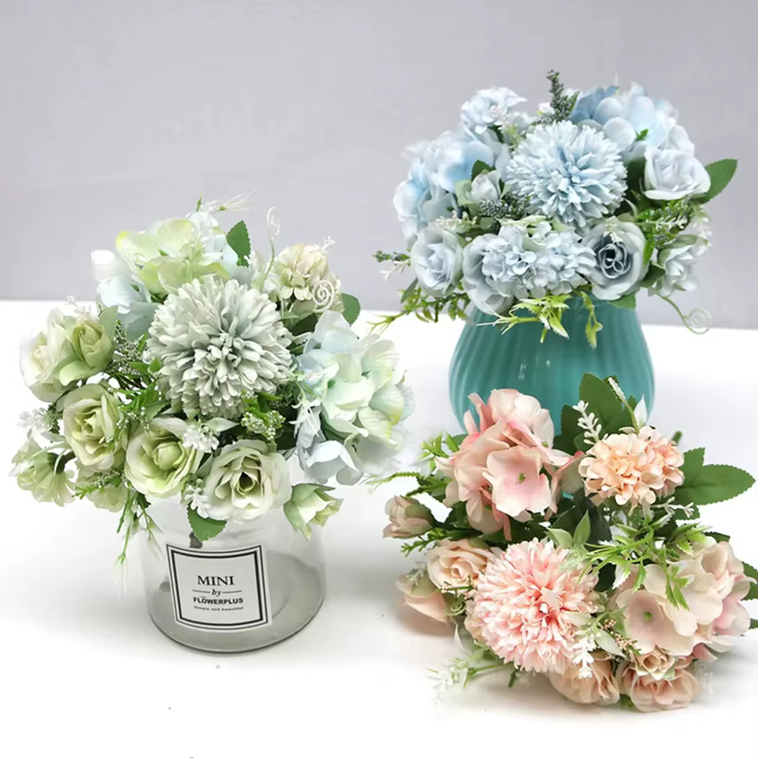 Fleurs artificielles De Mariée Roses Bouquet De Mariage Couronne Plantes Vases Maison Chambre En Plein Air Cour Décoration Accessoires Scrapbooking