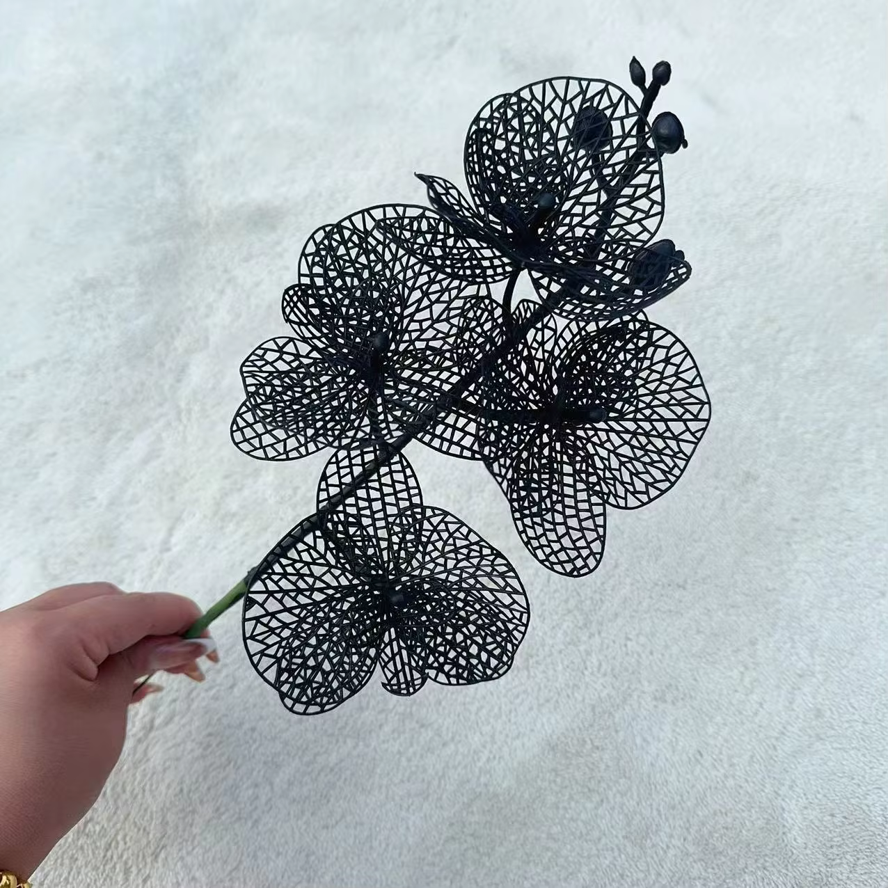 1 pièces noir Halloween fleur artificielle plantes en soie laisser branche bambou Dahlia fête événement Bouquet Floral maison Table Decorayion