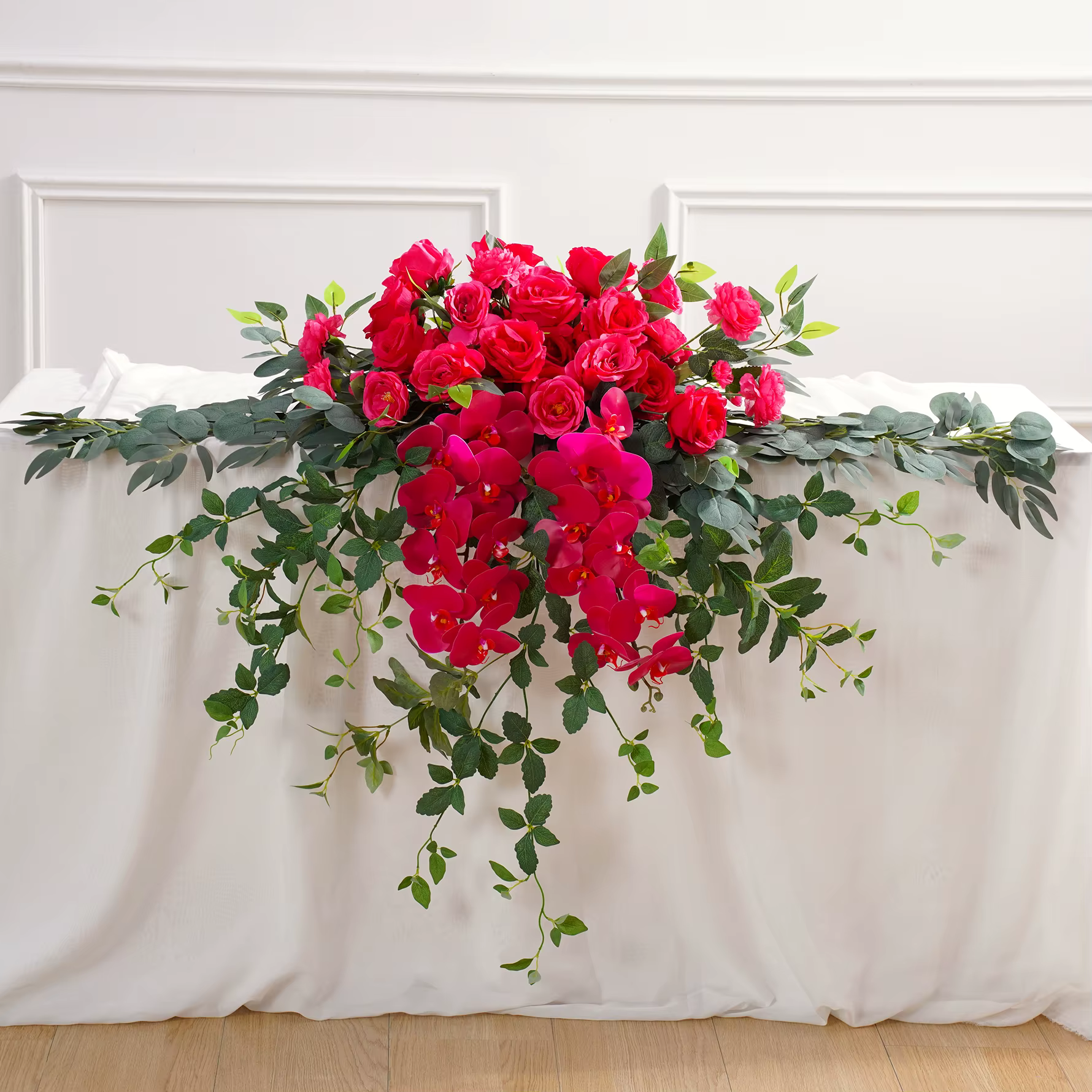 CHUXIN C9035 arc décor rouge Rose orchidée feuille de chêne Arrangement floral pour table de mariage rangées florales cérémonie sol Bouquet boules
