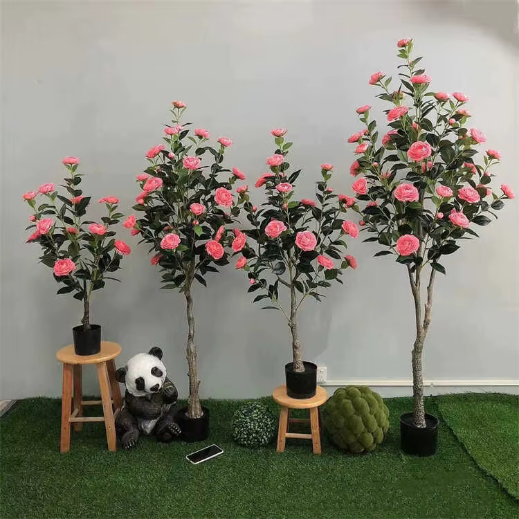 Camélia plantes artificielles arbre haute Faux décor maison mariage noël pâques nouvel an plastique vert décoration verdure fleurs