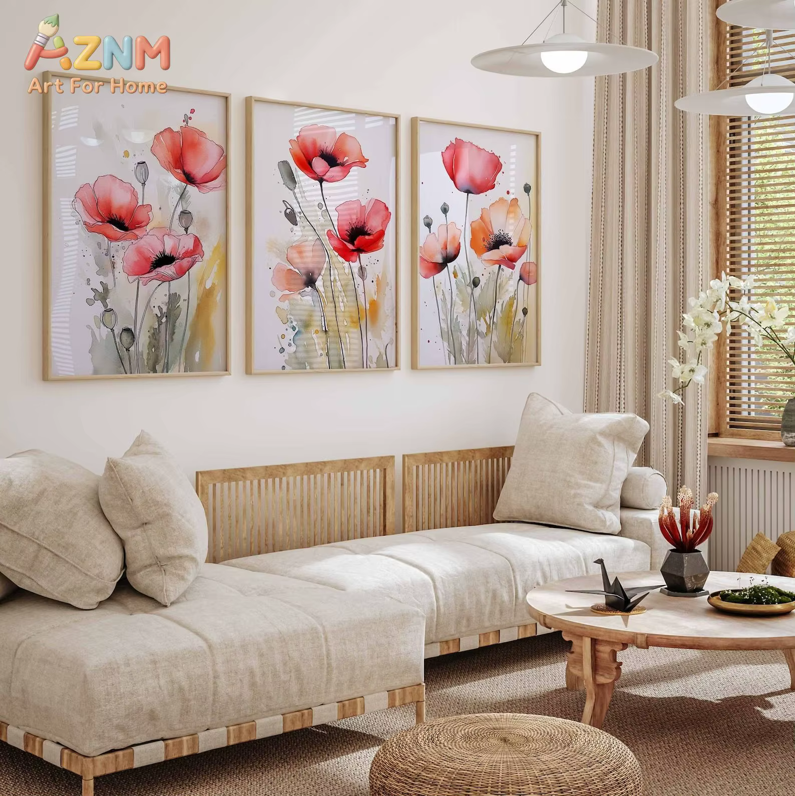 Ensemble de 3 impressions florales aquarelle, art mural de fleurs sauvages, affiche botanique abstraite, illustration florale