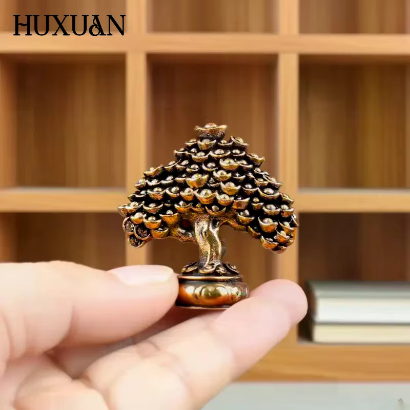 Figurines Feng Shui d'arbre de richesse chinoise en laiton