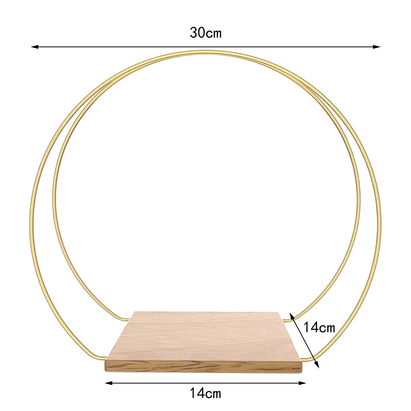 Pièce maîtresse de cerceau floral en métal avec support en bois