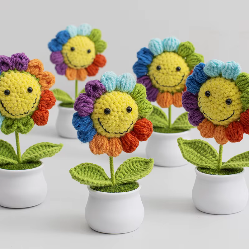 Nouvelles fleurs au crochet tournesols mignonnes