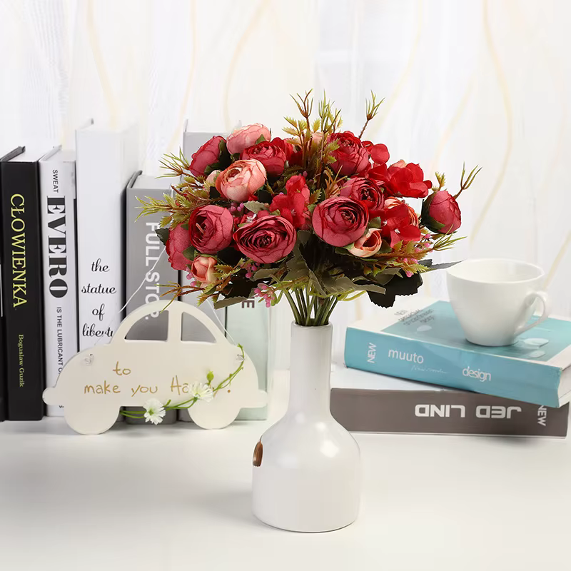 InjTea-Bouquet de roses artificielles vintage