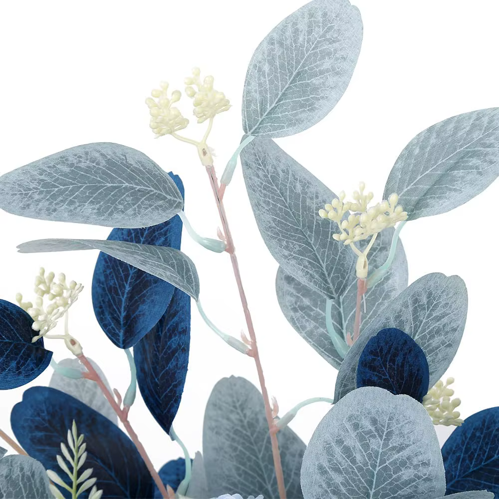 Bouquet de Fausses Fleurs Bleues et Blanches