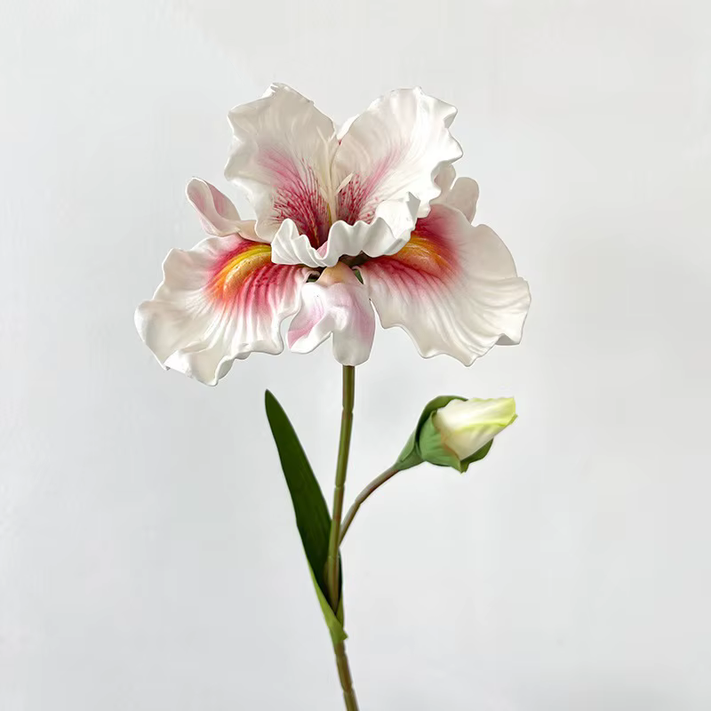 Fleurs d'iris artificielles réalistes de 45 cm - Texture EVA à 2 têtes | Tues de peinture à l'huile et charme naturel |
