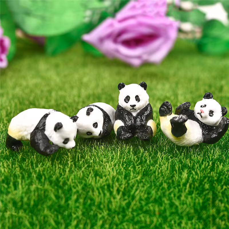 4 pièces/ensemble mignon Panda mousse Micro paysage Terrarium Figurine décoration résine drôle