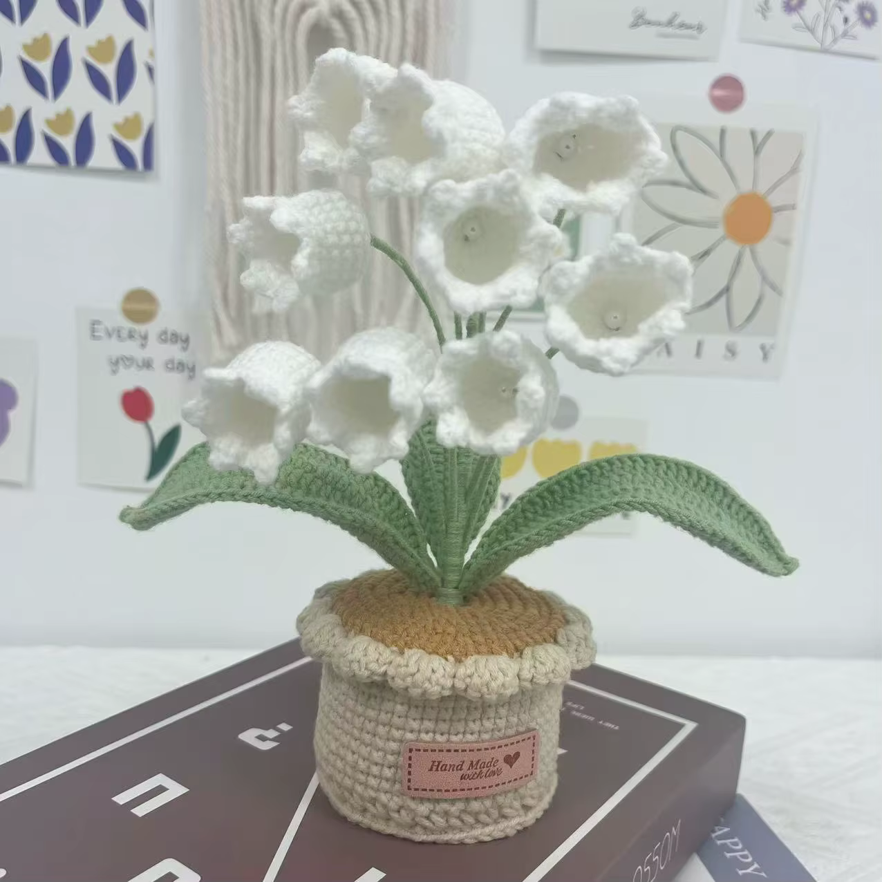 Crochet cloche orchidée en Pot fleur tissée à la main plante artificielle créative décoration de bureau Pot