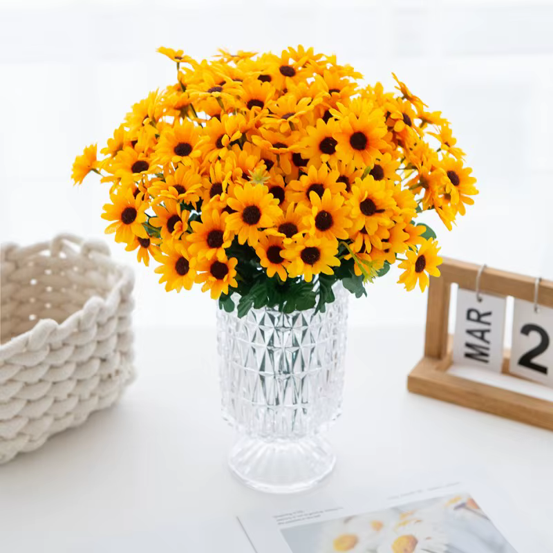 Fleur artificielle Soie jaune Petite Marguerite De Haute Qualité De Mariage nuptiale bouquet Accueil vase table bricolage cadeau boîte scrapbook Décoration