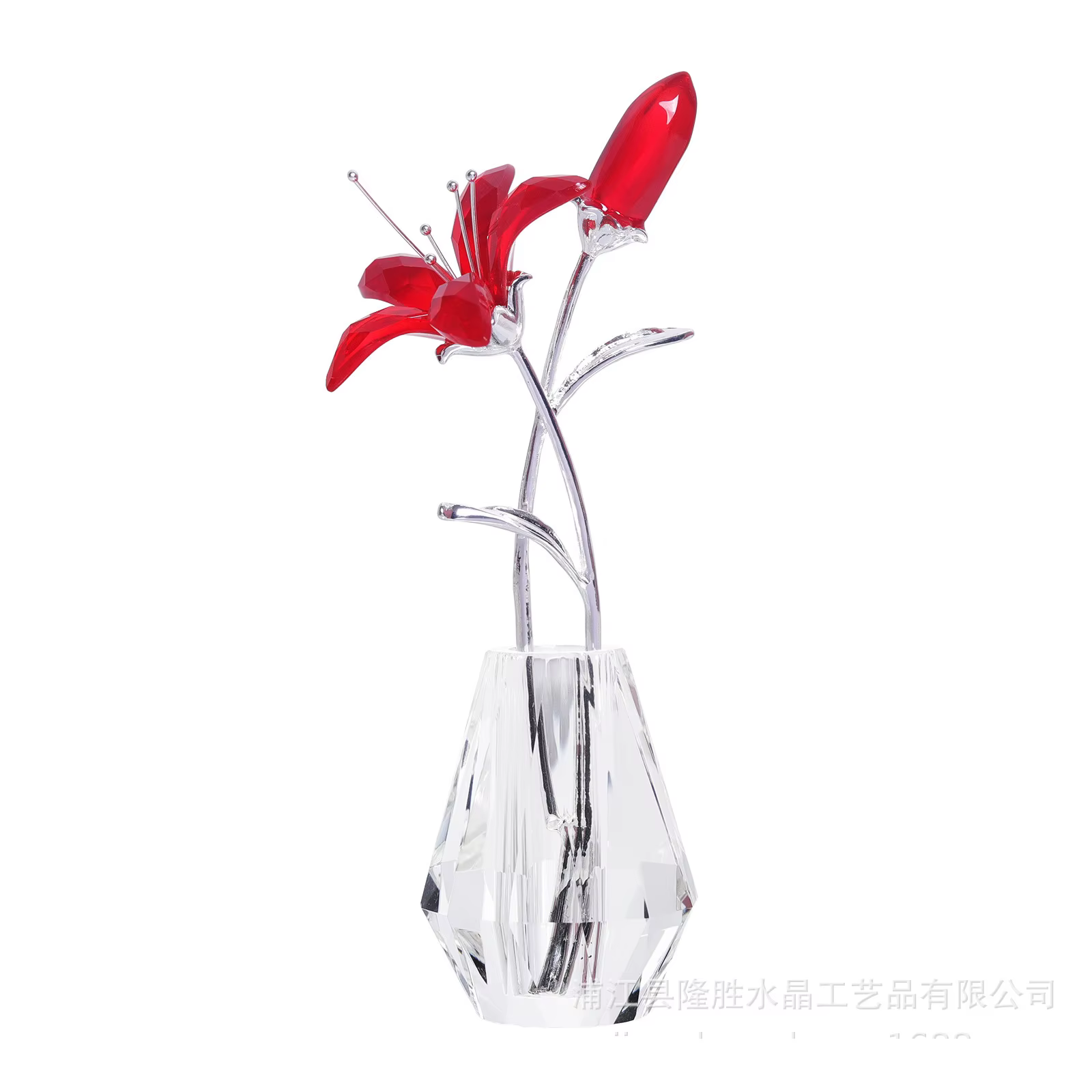 Fleurs de lys en cristal avec vase en cristal