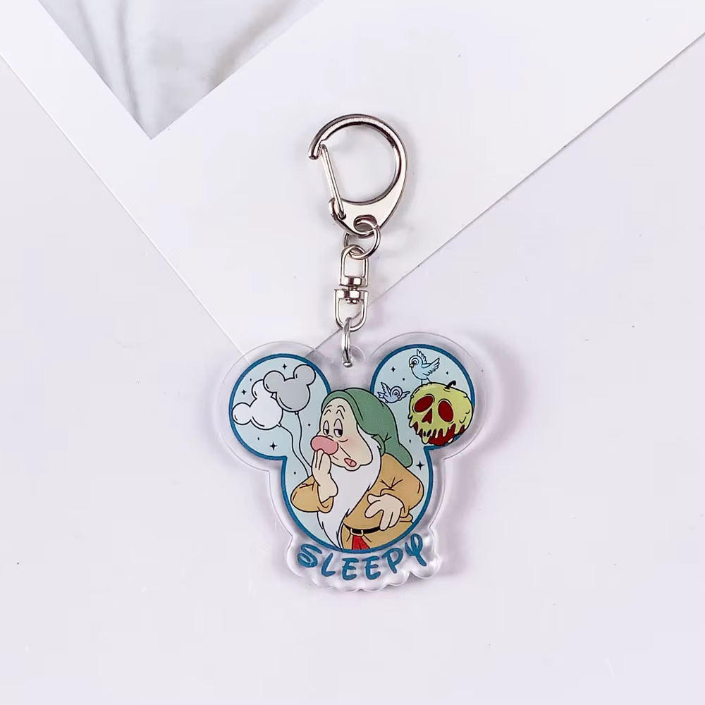 Porte-clés en acrylique Disney Blanche-Neige et les Sept Nains, accessoires mignons pour sac, pendentif pour sac à dos, cadeaux pour amis, 1/8 pièces