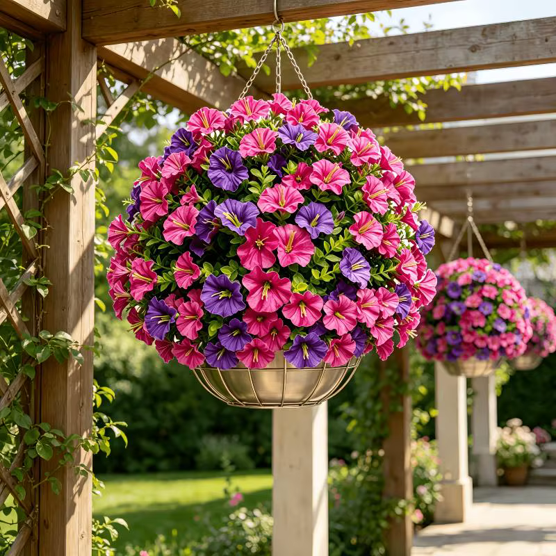 Fleurs artificielles de gloire du matin avec piquet de fixation au sol