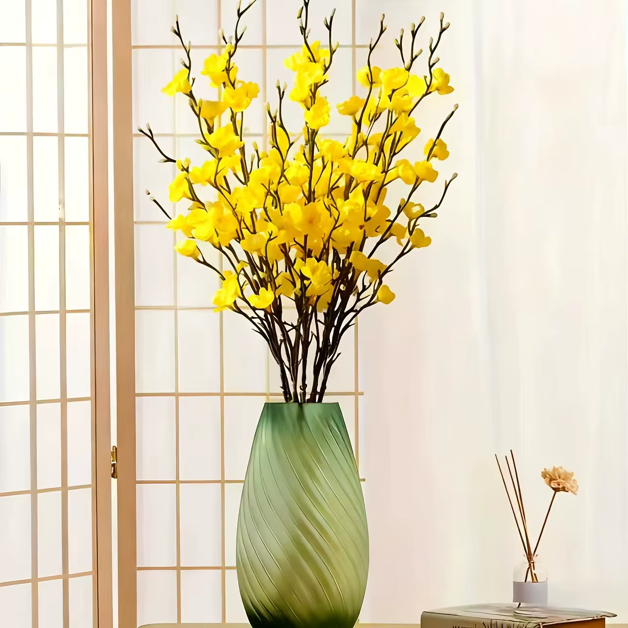 5 tiges de fleurs de prunier jaunes