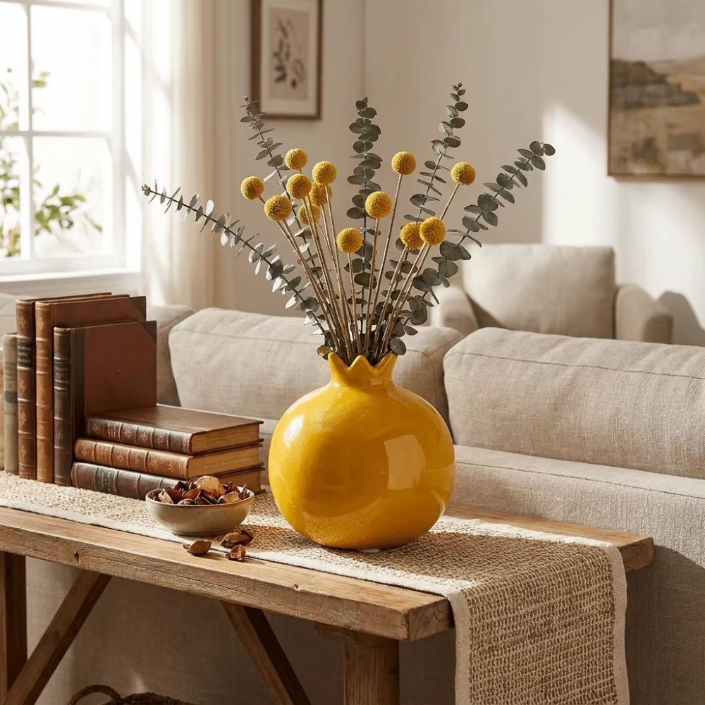 Vase en céramique artisanal en forme de grenade