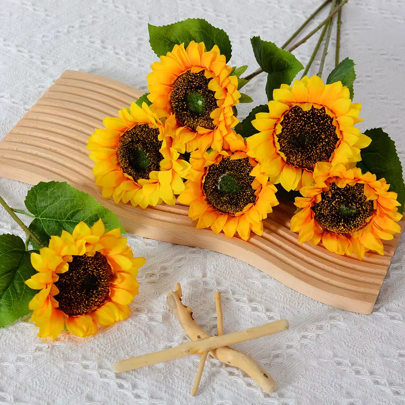 Fleurs artificielles de tournesol en soie